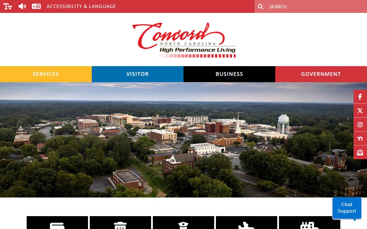 Concord city area and Cabarrus County government offices