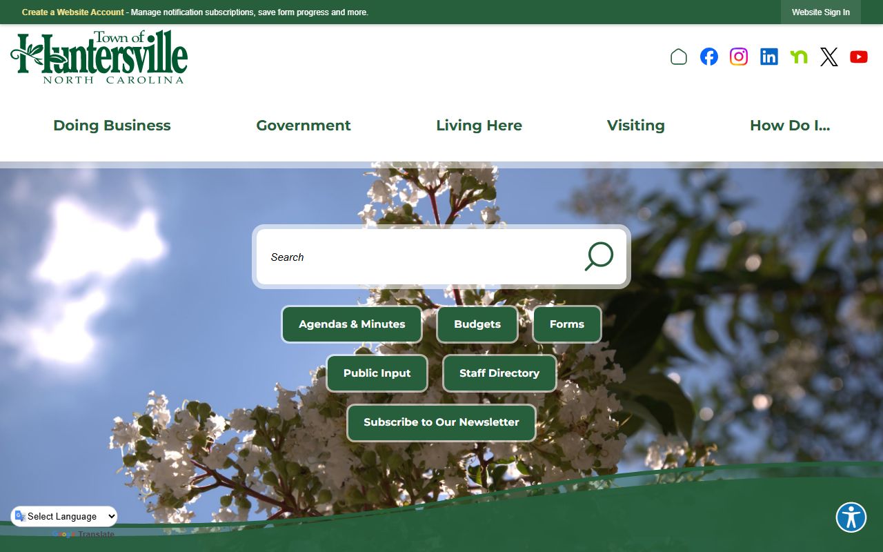 Town of Huntersville official website for genealogy and family history research