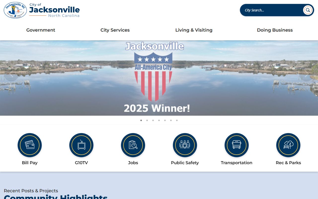 Jacksonville city area and Onslow County government offices