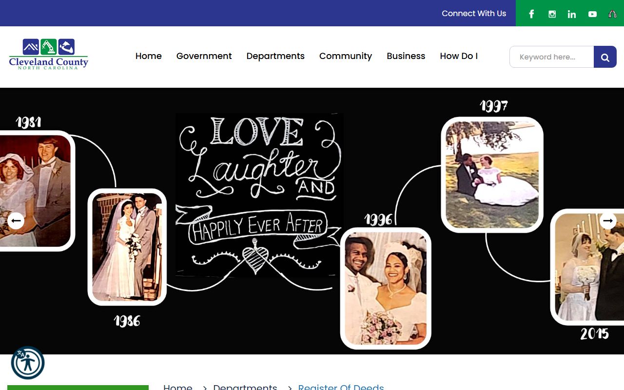 Cleveland County genealogy records at the Register of Deeds office