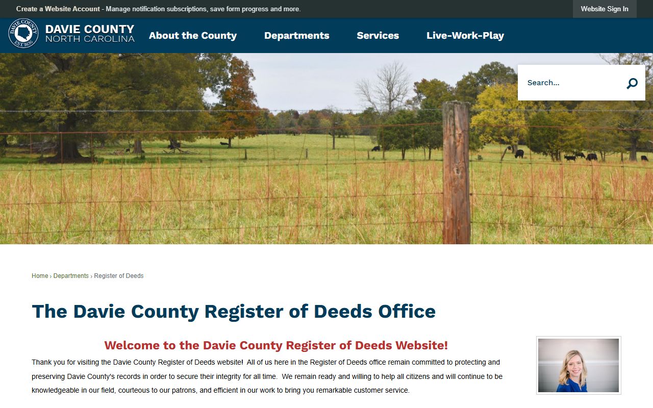 Davie County Register of Deeds office for genealogy research in Mocksville