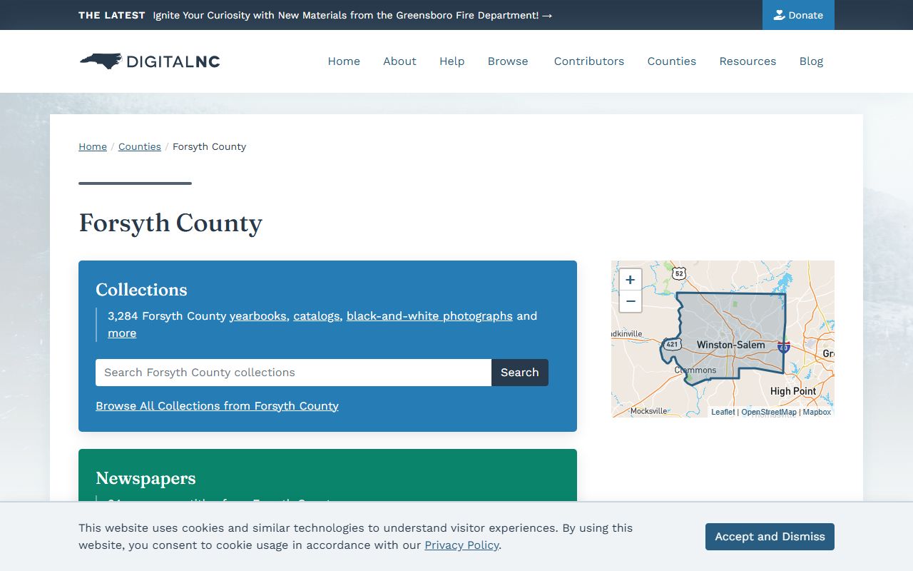 Forsyth County genealogy resources on DigitalNC historical newspapers