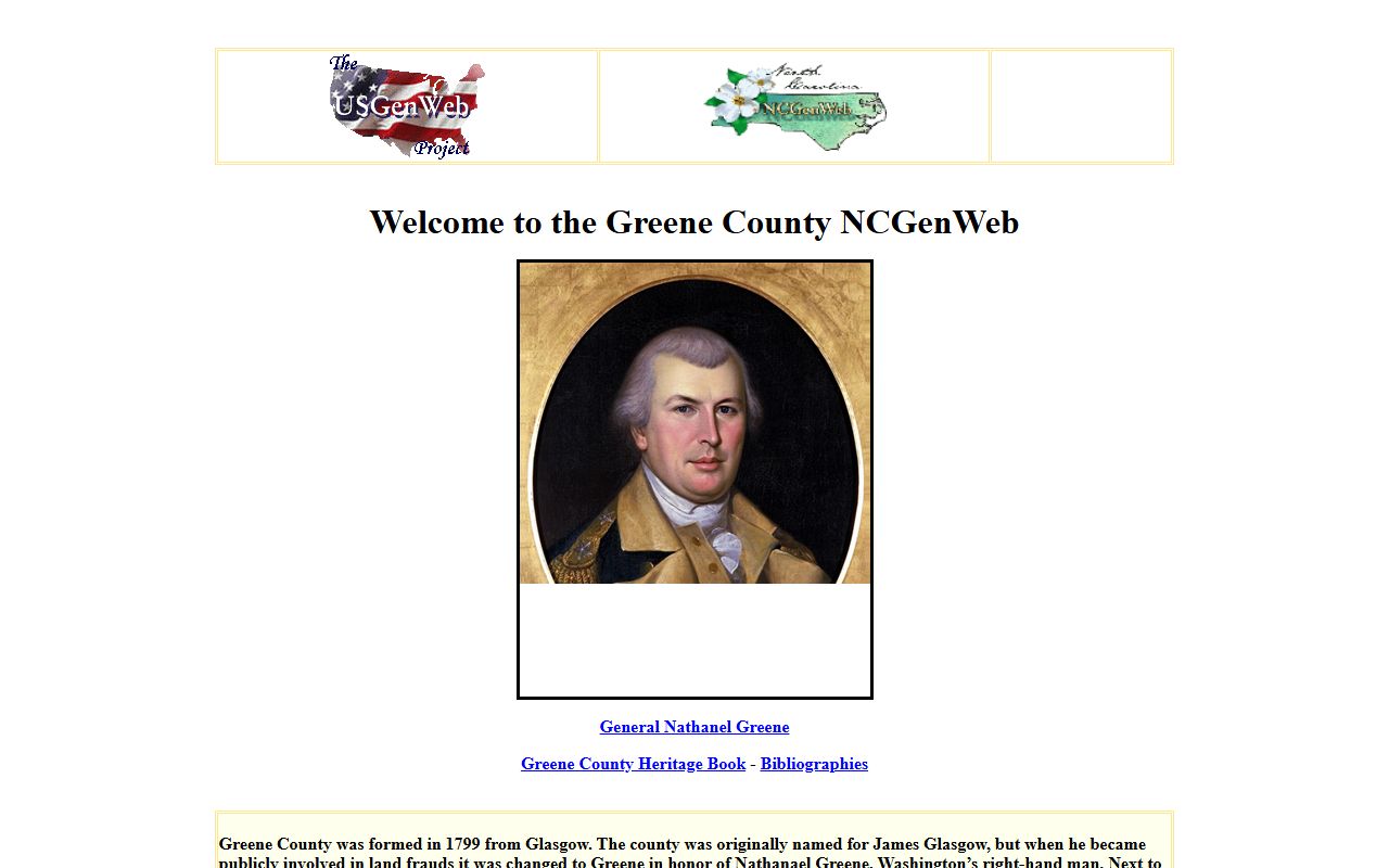Greene County genealogy records on NCGenWeb
