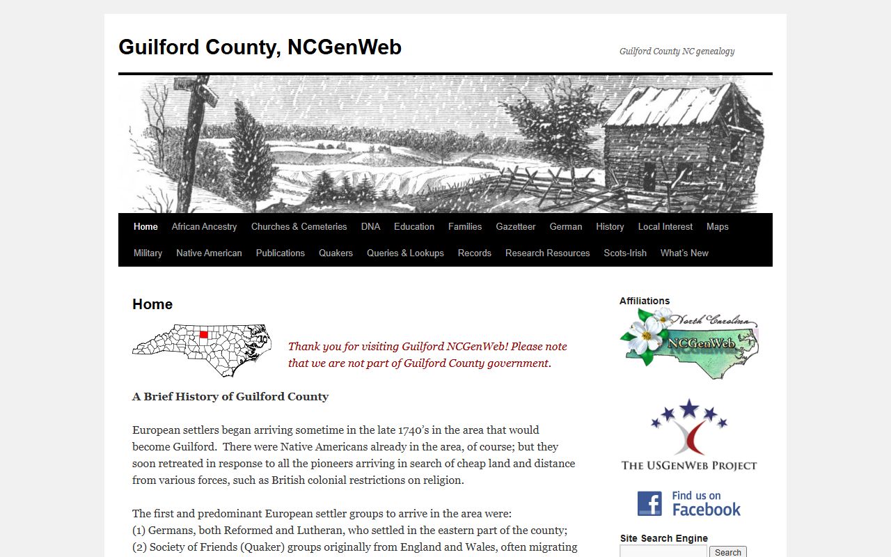 Guilford County genealogy records on NCGenWeb