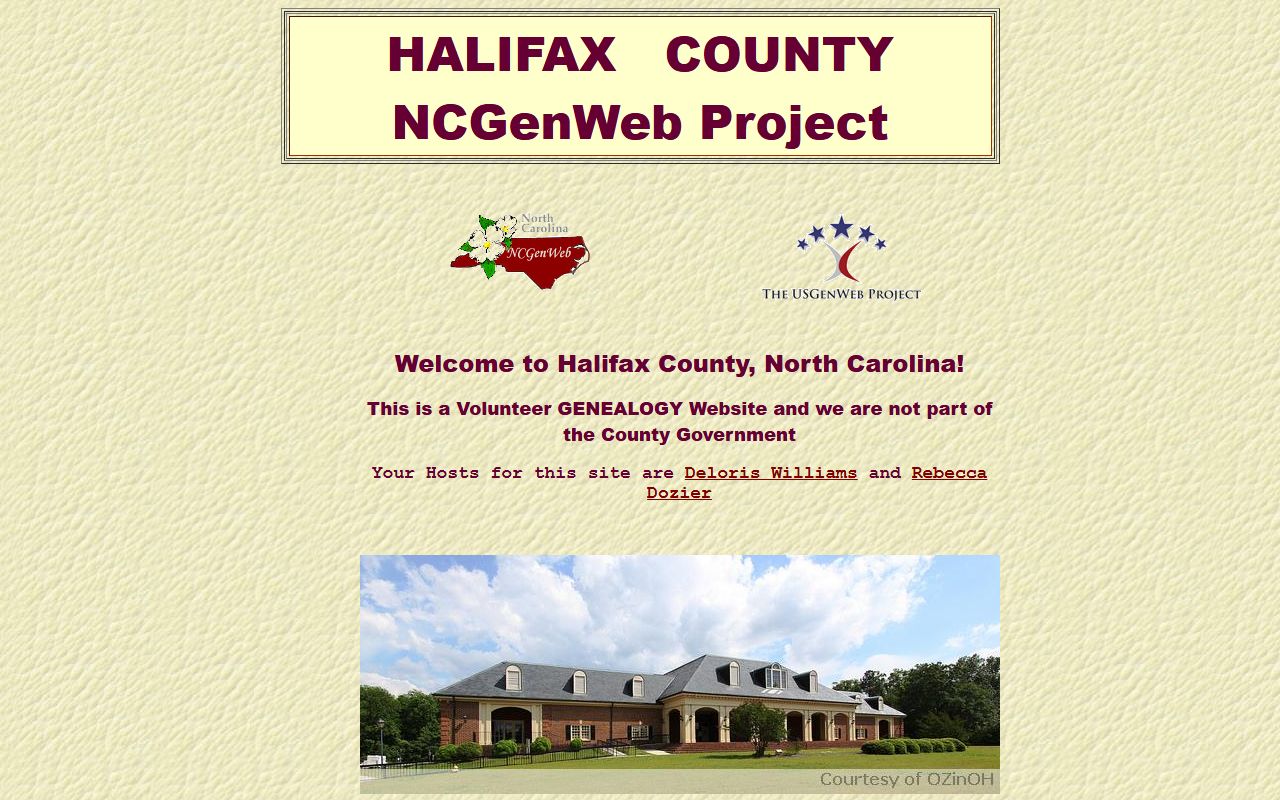 Halifax County NCGenWeb genealogy records page