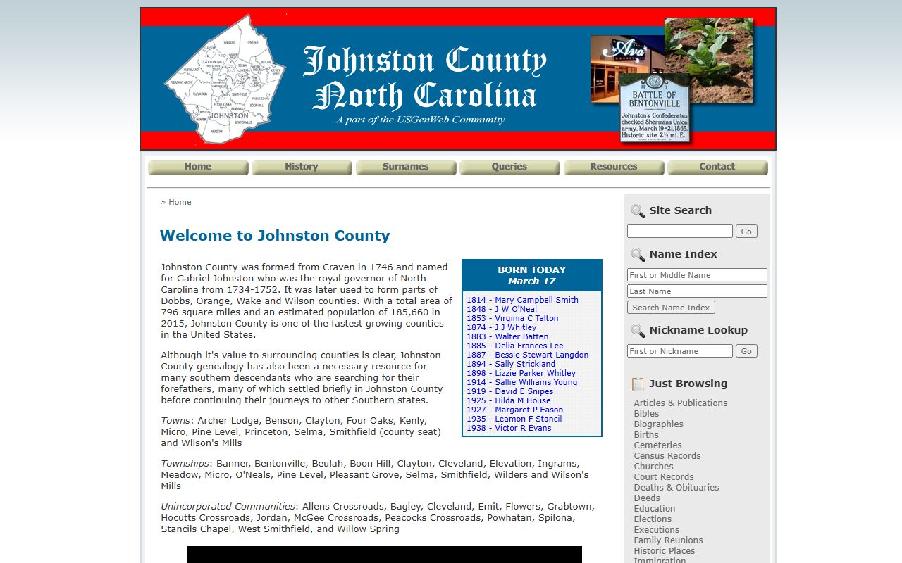Johnston County Heritage Center archives and genealogy research collections in Smithfield North Carolina