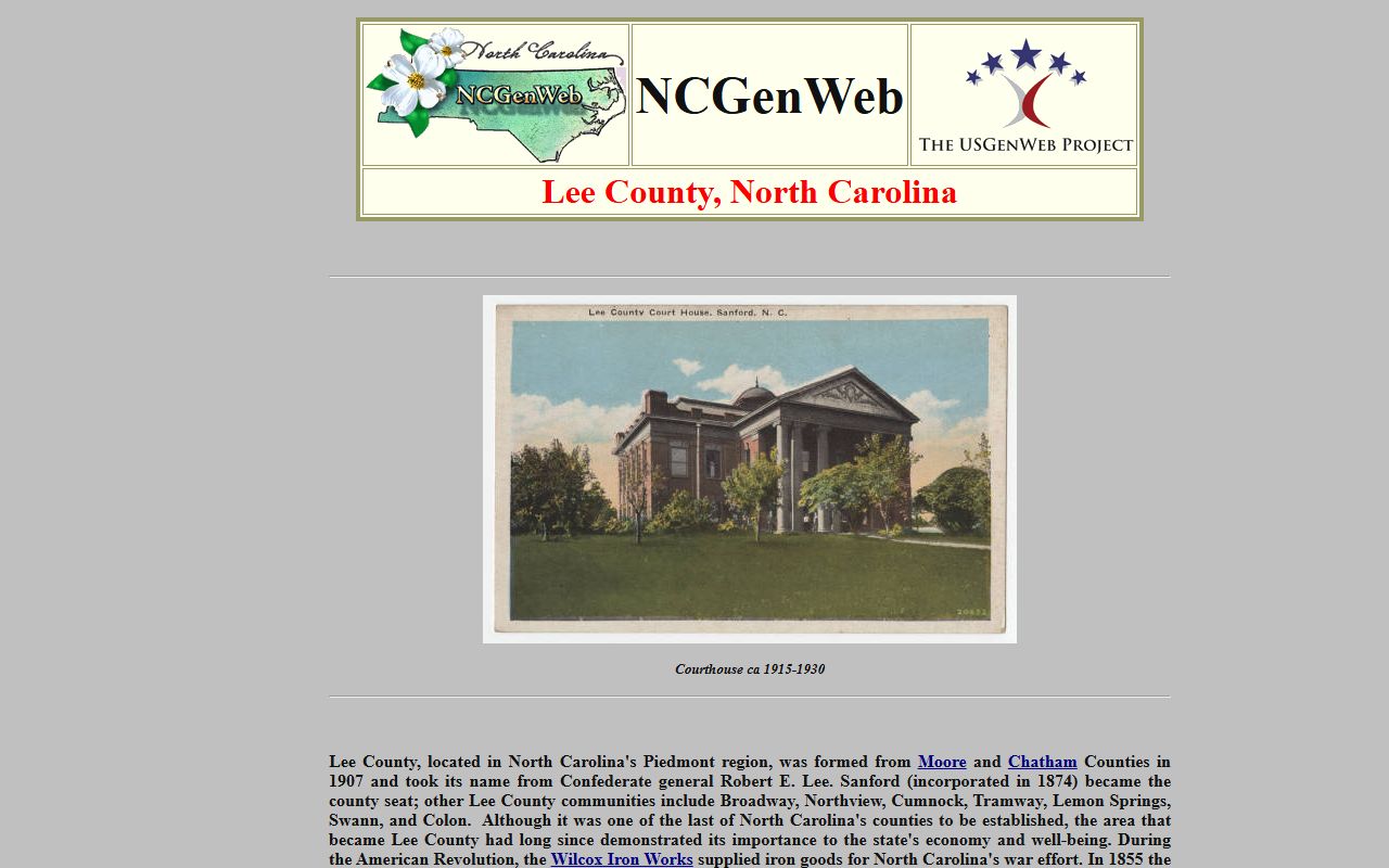 Lee County Register of Deeds office and genealogy record archives in Sanford North Carolina