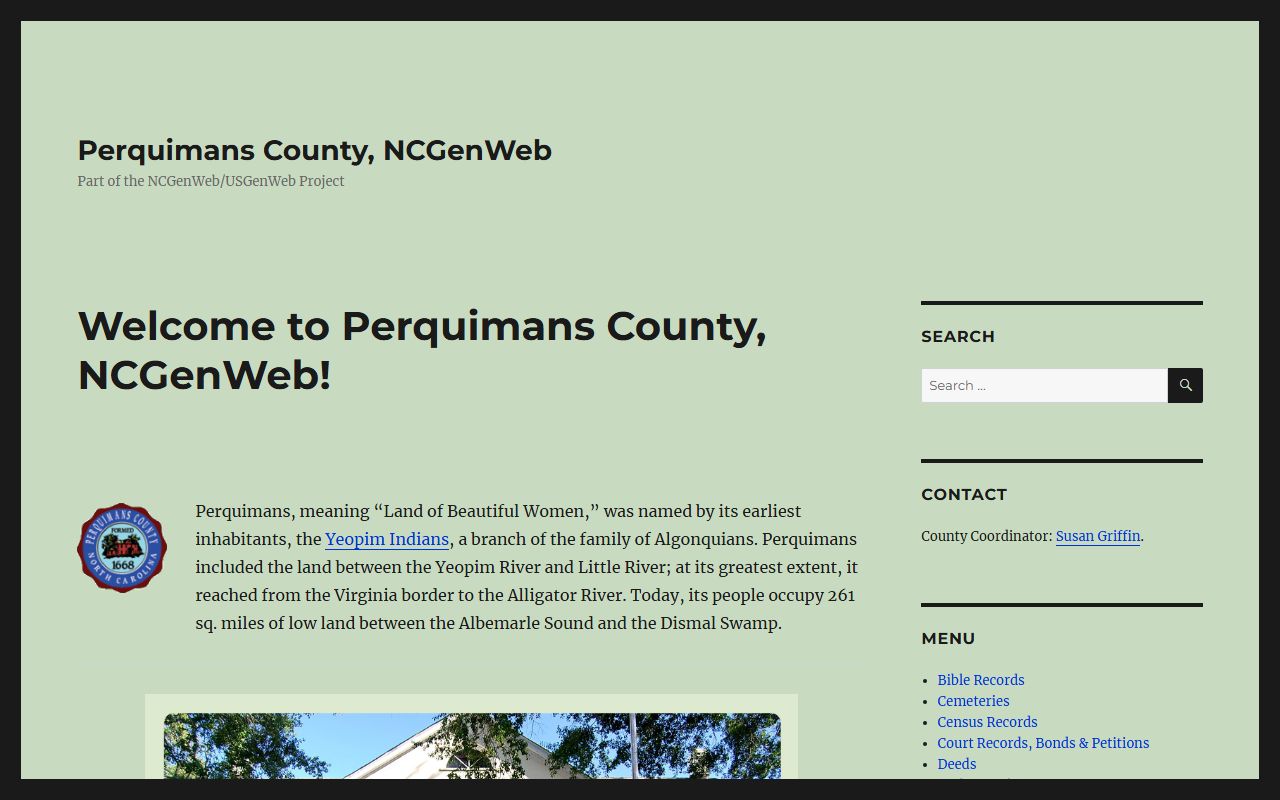 NCGenWeb Perquimans County genealogy research resources