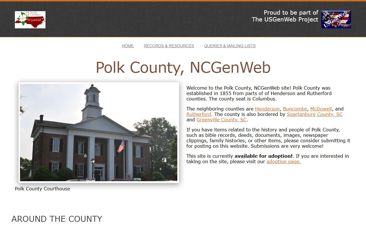 Polk County Register of Deeds office and genealogy records in Columbus North Carolina