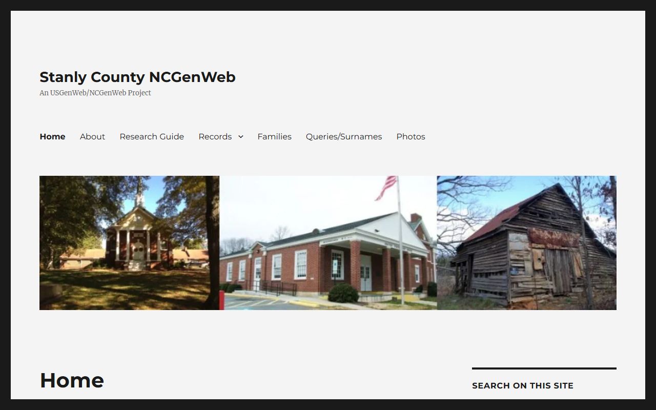 Stanly County NCGenWeb genealogy records page for family research