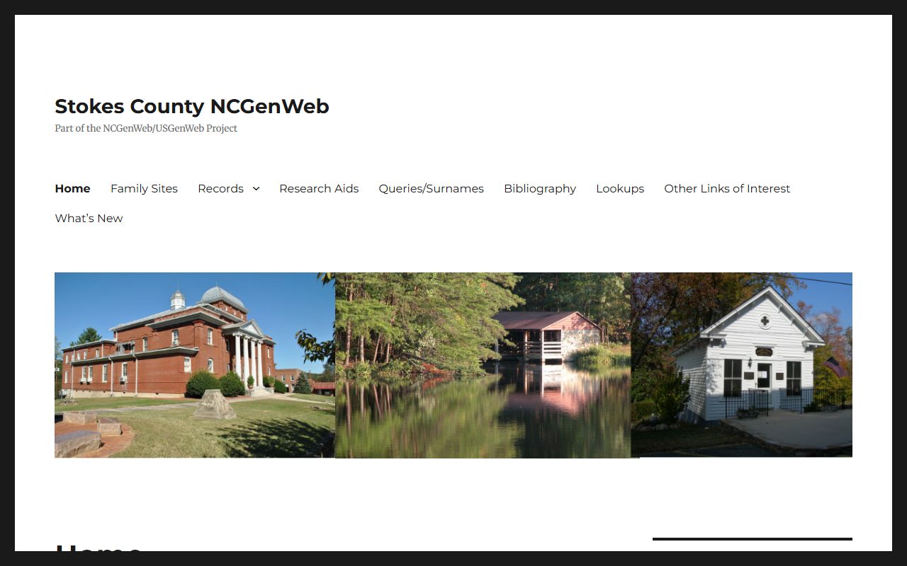 Stokes County NCGenWeb genealogy records page for ancestral research