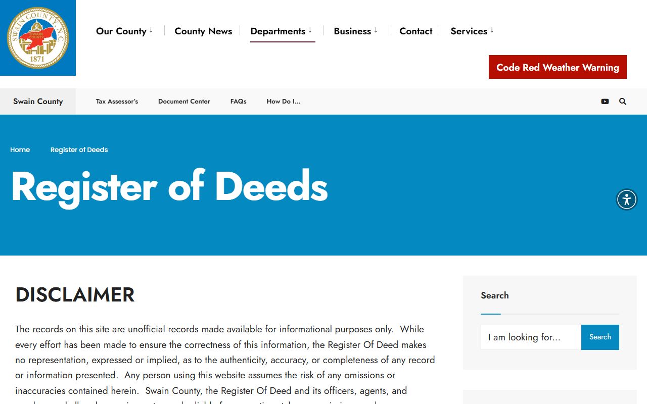 Swain County Register of Deeds office for genealogy records