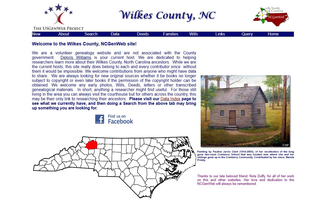 Wilkes County NCGenWeb genealogy records page for historical research