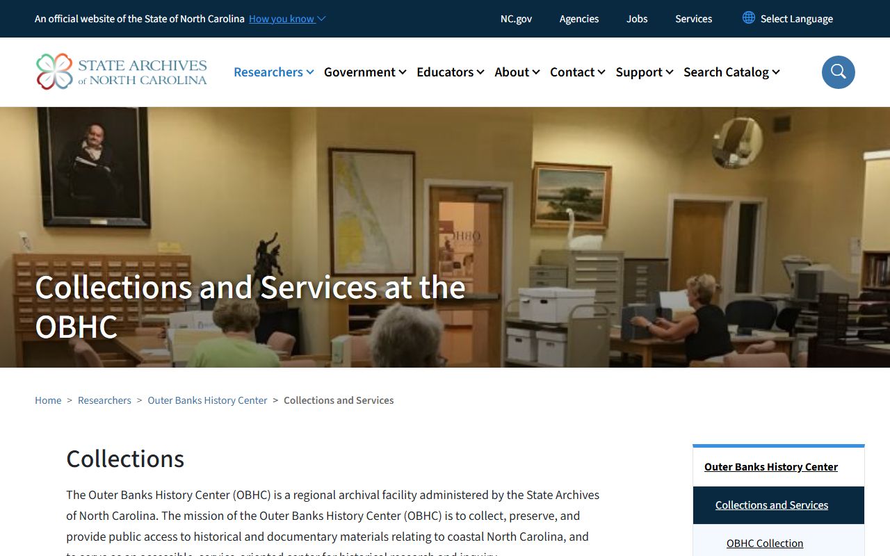 North Carolina Outer Banks History Center genealogy collections